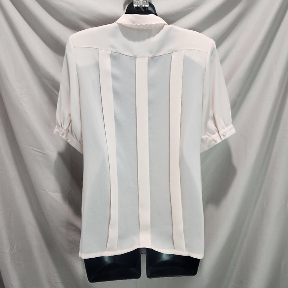 La Blouse Vintage 60s Embroidered Light Pink Button Down Blouse - Picture 6 of 8